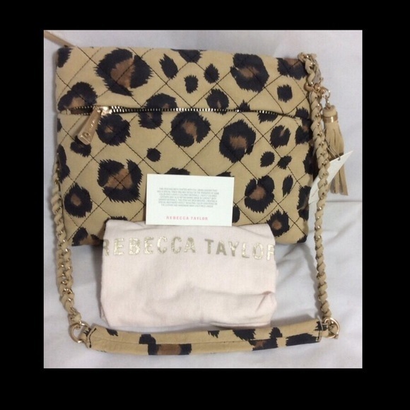 NWT Rebecca Taylor $295 Sanded Leather Leopard Print Shoulder Bag - Picture 1 of 4